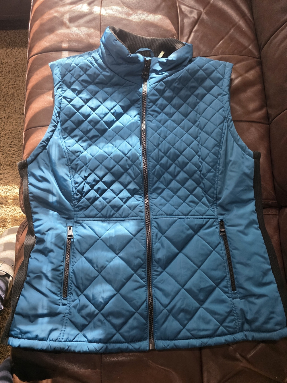 Andrew Marc Quilted Sleeveless Vest in Bright Blue